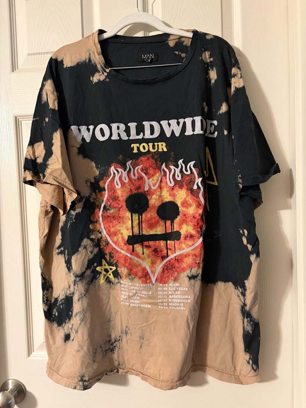 boohooMAN Worldwide Tour Graphic Tie Dye T-Shirt Size 3XL